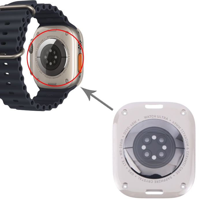 Para Apple Watch Series Ultra 1/2 49 mm Cubierta de vidrio de carcasa trasera, For Apple Watch Series Ultra 1/ 2 49mm