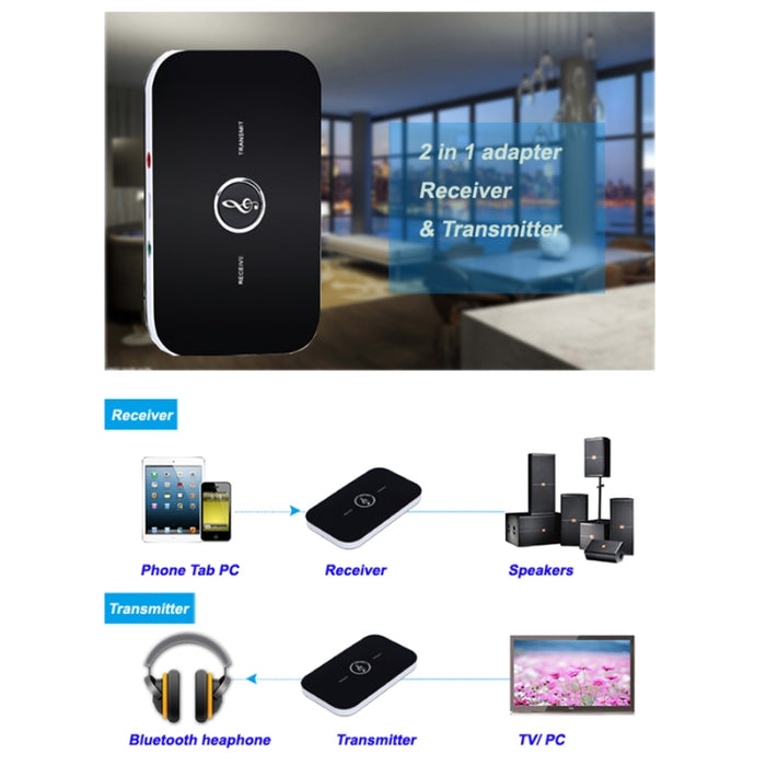 B6 Bluetooth 2 en 1 Receptor / Transmisor de Audio Adaptador de Sonido de Música