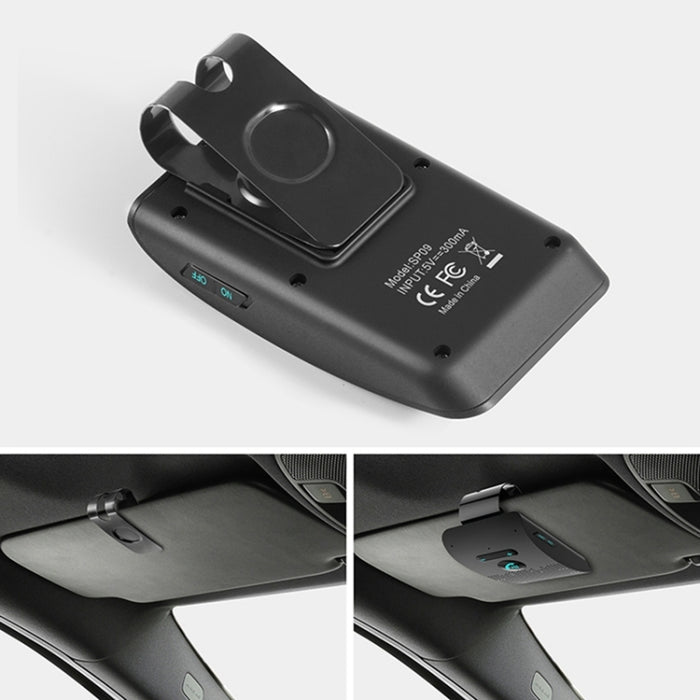 SP09 Multipunto Inalámbrico Bluetooth V4.2 Kit Manos Libres para Coche Altavoz Altavoz, Soporte Lectura de Voz y Sensor de Vibración