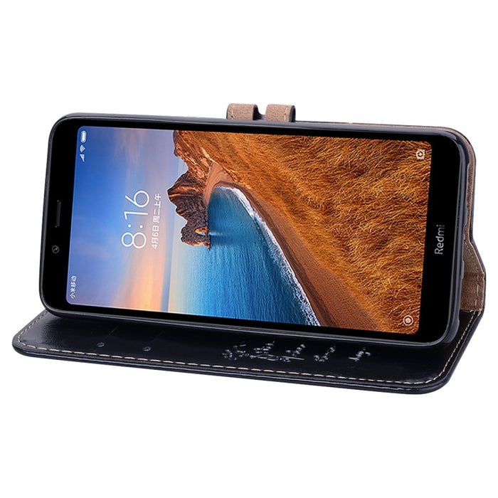 Estuche de cuero con tapa horizontal con textura de cera de aceite de estilo comercial para Xiaomi Redmi 7A, con soporte y ranuras para tarjetas y billetera, For Xiaomi Redmi 7A