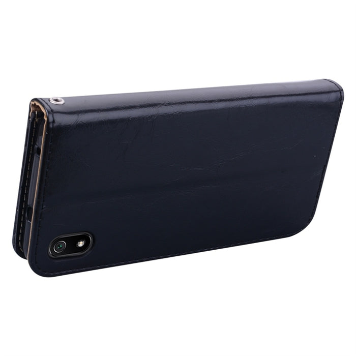 Estuche de cuero con tapa horizontal con textura de cera de aceite de estilo comercial para Xiaomi Redmi 7A, con soporte y ranuras para tarjetas y billetera, For Xiaomi Redmi 7A
