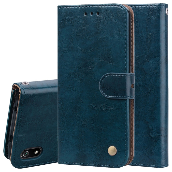 Estuche de cuero con tapa horizontal con textura de cera de aceite de estilo comercial para Xiaomi Redmi 7A, con soporte y ranuras para tarjetas y billetera, For Xiaomi Redmi 7A