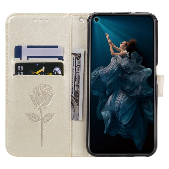 Estuche de cuero de PU con tapa horizontal en relieve rosa con soporte y ranuras para tarjetas y billetera, for Huawei Honor 20, for Huawei Honor 20 Pro, for Xiaomi Redmi K20 / K20 Pro, for Xiaomi Redmi 7A