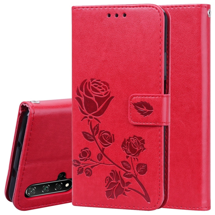 Estuche de cuero de PU con tapa horizontal en relieve rosa con soporte y ranuras para tarjetas y billetera, for Huawei Honor 20, for Huawei Honor 20 Pro, for Xiaomi Redmi K20 / K20 Pro, for Xiaomi Redmi 7A