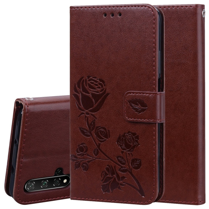 Estuche de cuero de PU con tapa horizontal en relieve rosa con soporte y ranuras para tarjetas y billetera, for Huawei Honor 20, for Huawei Honor 20 Pro, for Xiaomi Redmi K20 / K20 Pro, for Xiaomi Redmi 7A