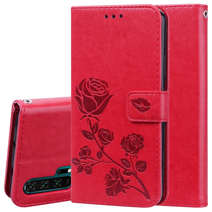 Estuche de cuero de PU con tapa horizontal en relieve rosa con soporte y ranuras para tarjetas y billetera, for Huawei Honor 20, for Huawei Honor 20 Pro, for Xiaomi Redmi K20 / K20 Pro, for Xiaomi Redmi 7A