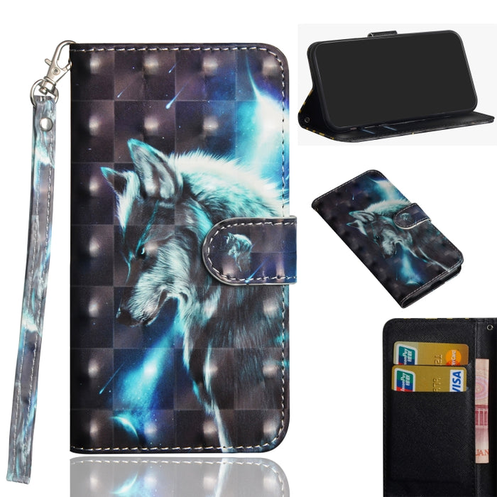 Patrón de pintura 3D Flip horizontal TPU + Funda de cuero PU con soporte y ranuras para tarjetas y billetera, For iPhone 6 Plus / 6s Plus, For iPhone 6 / 6s, For iPhone 7 Plus, For iPhone SE 2022 / SE 2020 / 8 / 7, For iPhone 8 Plus, For iPhone XS / X ...