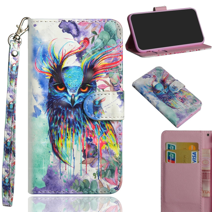 Patrón de pintura 3D Flip horizontal TPU + Funda de cuero PU con soporte y ranuras para tarjetas y billetera, For iPhone 6 Plus / 6s Plus, For iPhone 6 / 6s, For iPhone 7 Plus, For iPhone SE 2022 / SE 2020 / 8 / 7, For iPhone 8 Plus, For iPhone XS / X ...