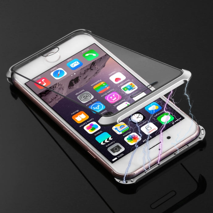 Carcasa de vidrio templado de doble cara con absorción magnética y marco angular ultrafino para iPhone 8