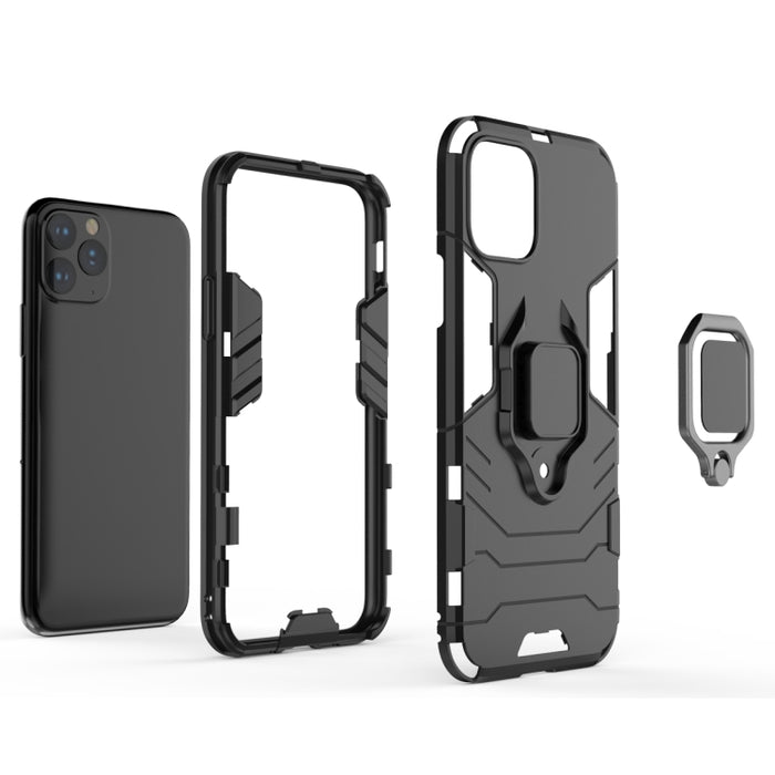 Estuche protector a prueba de golpes Panther PC + TPU con soporte de anillo magnético para iPhone
