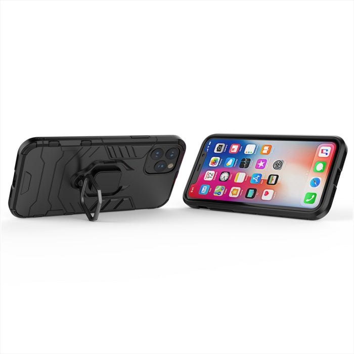 Estuche protector a prueba de golpes Panther PC + TPU con soporte de anillo magnético para iPhone