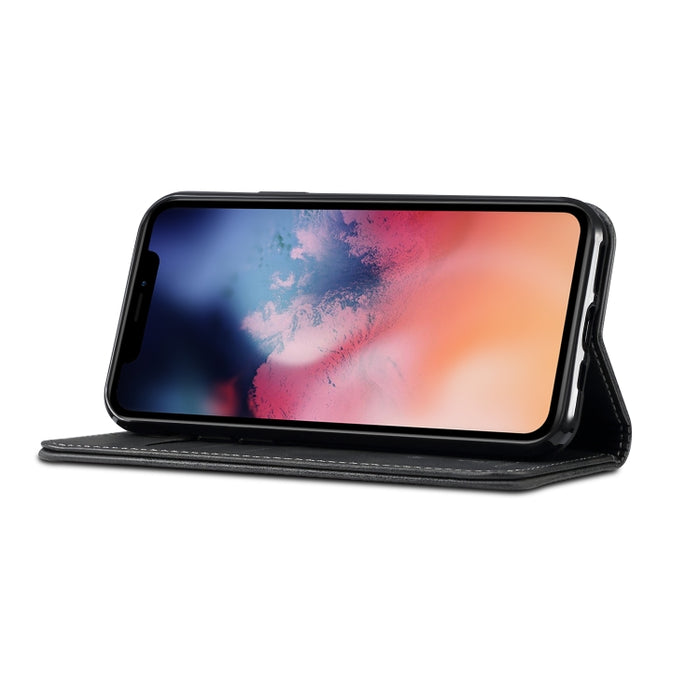 Suteni Calf Texture Horizontal Flip Funda de cuero con soporte y ranuras para tarjetas y billetera para iPhone