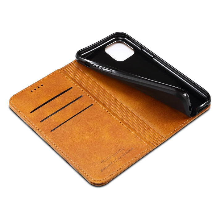 Suteni Calf Texture Horizontal Flip Funda de cuero con soporte y ranuras para tarjetas y billetera para iPhone