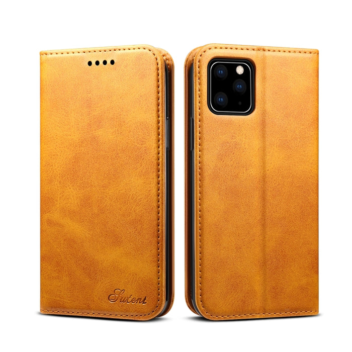 Suteni Calf Texture Horizontal Flip Funda de cuero con soporte y ranuras para tarjetas y billetera para iPhone