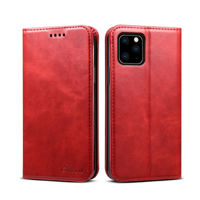 Suteni Calf Texture Horizontal Flip Funda de cuero con soporte y ranuras para tarjetas y billetera para iPhone