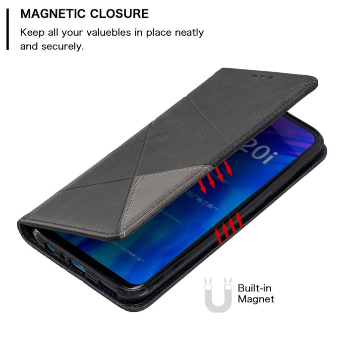 Estuche de cuero magnético con tapa horizontal con textura de rombos con soporte y ranuras para tarjetas y billetera, For Huawei P Smart Z / Y9 Prime (2019), For Huawei P Smart 2019 / Honor 10 Lite, For Huawei P Smart+ 2019 / Honor 10i (Honor 20 lite) ...