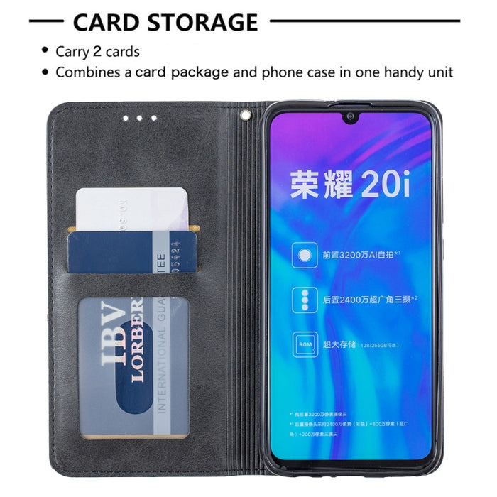 Estuche de cuero magnético con tapa horizontal con textura de rombos con soporte y ranuras para tarjetas y billetera, For Huawei P Smart Z / Y9 Prime (2019), For Huawei P Smart 2019 / Honor 10 Lite, For Huawei P Smart+ 2019 / Honor 10i (Honor 20 lite) ...
