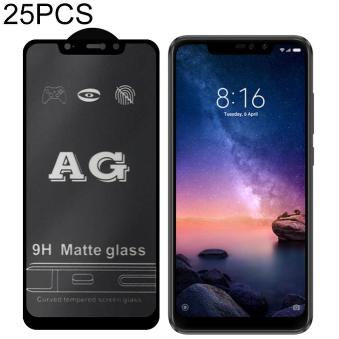 25 PCS AG Vidrio templado de cubierta completa esmerilado mate, For Xiaomi Mi 6X / A2, For Xiaomi Mi 8, For Xiaomi Redmi 5, For Xiaomi Redmi 6 Pro / MI A2 lite, For Xiaomi Redmi Note 5 Pro, For Xiaomi Redmi 7, For Xiaomi Redmi Note 7 Pro               ...