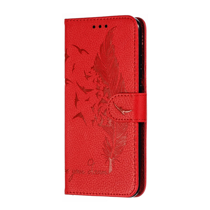 Estuche de cuero con tapa horizontal con textura de litchi con patrón de plumas con billetera y soporte y ranuras para tarjetas, For Xiaomi Redmi 7, For Xiaomi Redmi 7A, For Xiaomi Redmi K20, For Xiaomi Redmi Note 7, For Xiaomi Mi 9, For Xiaomi Mi 9 SE...