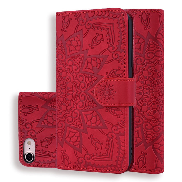 Estuche de cuero en relieve con diseño plegable doble con patrón de becerro con billetera y soporte y ranuras para tarjetas