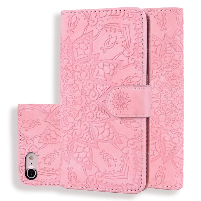 Estuche de cuero en relieve con diseño plegable doble con patrón de becerro con billetera y soporte y ranuras para tarjetas