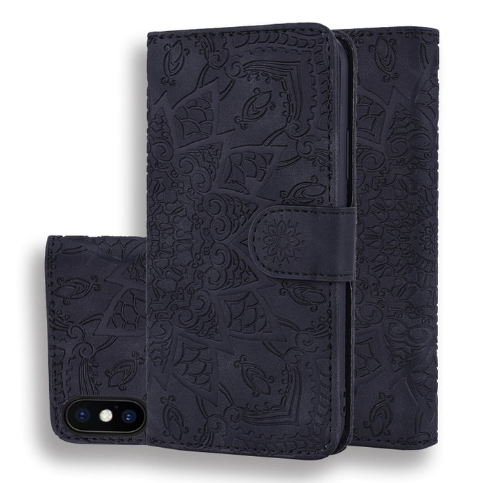 Estuche de cuero en relieve con diseño plegable doble con patrón de becerro con billetera y soporte y ranuras para tarjetas