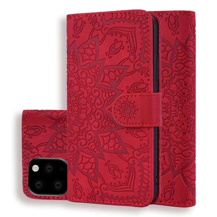 Estuche de cuero en relieve con diseño plegable doble con patrón de becerro con billetera y soporte y ranuras para tarjetas