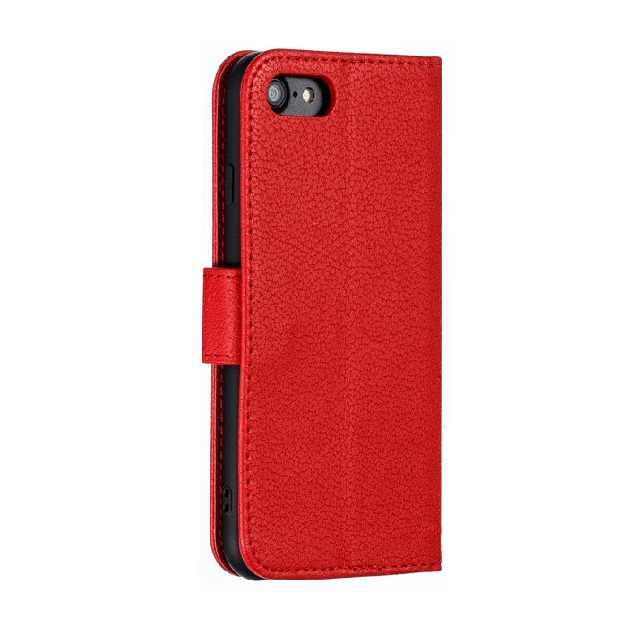 Estuche de cuero con tapa horizontal con textura de litchi con patrón de plumas con billetera y soporte y ranuras para tarjetas