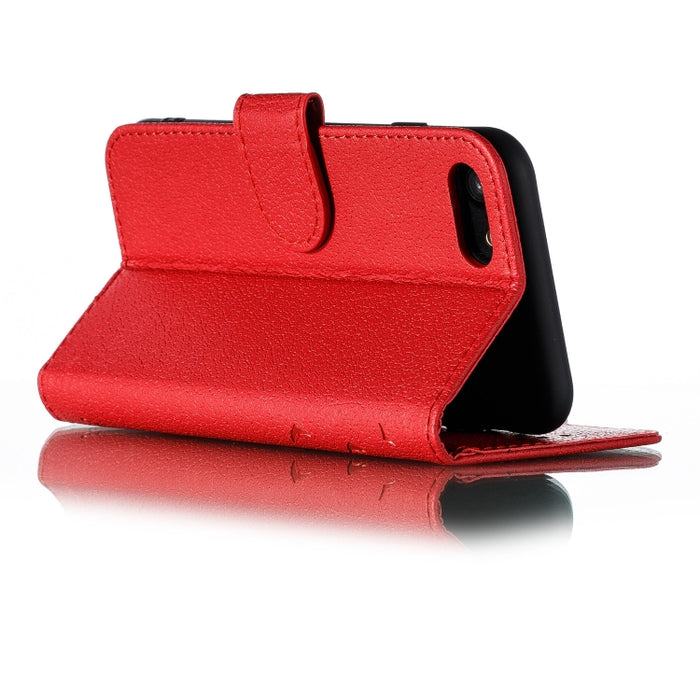 Estuche de cuero con tapa horizontal con textura de litchi con patrón de plumas con billetera y soporte y ranuras para tarjetas