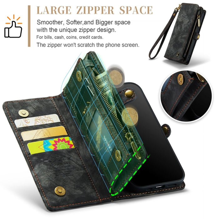 CaseMe-008 Estuche de cuero con tapa horizontal multifuncional desmontable con ranura para tarjeta y soporte y billetera con cremallera y marco de fotos, For iPhone 11 Pro, For iPhone 11, For iPhone 11 Pro Max