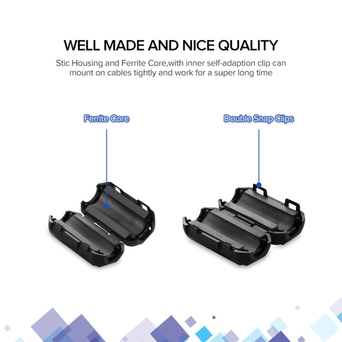 Anillo magnético antiinterferencias con filtro tipo broche desmontable UGREEN para cable de audio y video redondo, diámetro: 7,3 mm