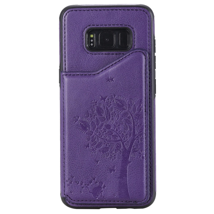 Estuche protector a prueba de golpes con estampado de árbol de gato con ranuras para tarjetas y marco de fotos