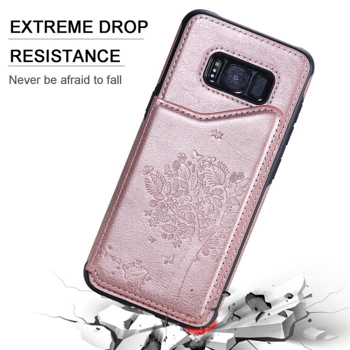 Estuche protector a prueba de golpes con estampado de árbol de gato con ranuras para tarjetas y marco de fotos