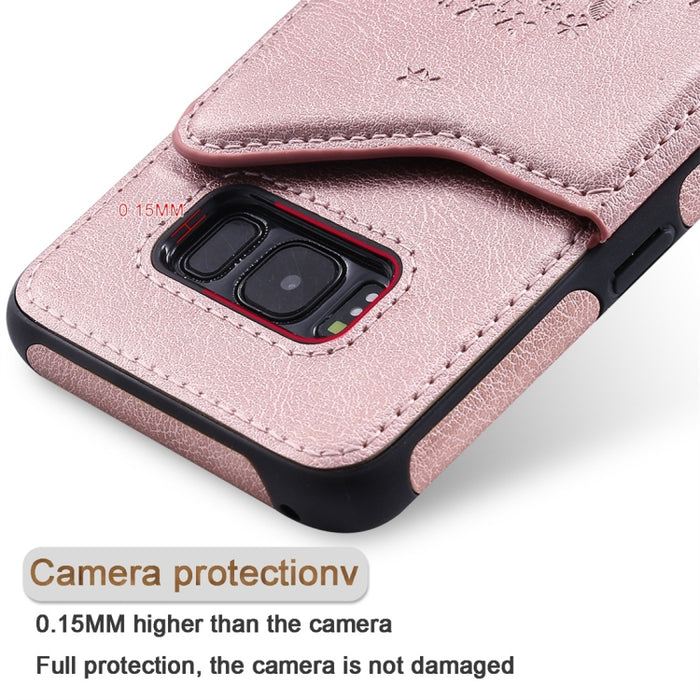 Estuche protector a prueba de golpes con estampado de árbol de gato con ranuras para tarjetas y marco de fotos