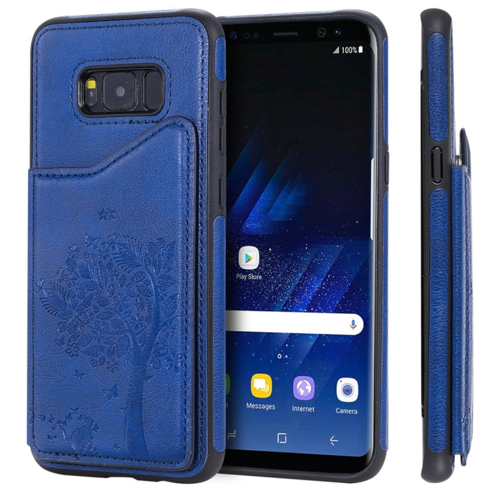 Estuche protector a prueba de golpes con estampado de árbol de gato con ranuras para tarjetas y marco de fotos