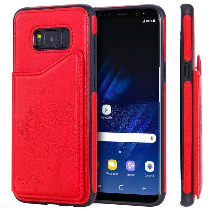 Estuche protector a prueba de golpes con estampado de árbol de gato con ranuras para tarjetas y marco de fotos