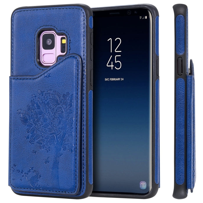 Estuche protector a prueba de golpes con estampado de árbol de gato con ranuras para tarjetas y marco de fotos