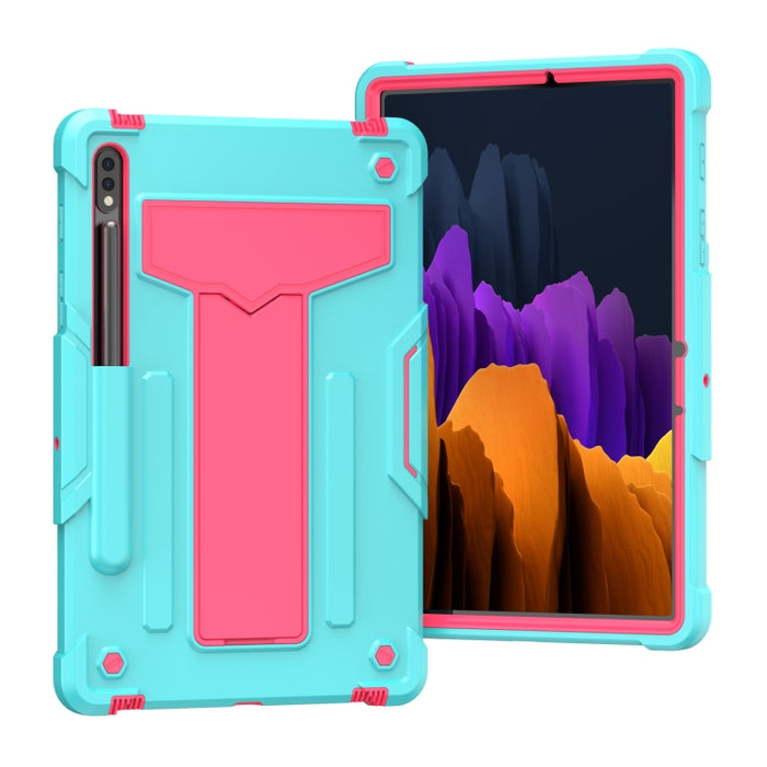 Soporte en forma de T Color de contraste PC a prueba de golpes + Funda protectora de silicona