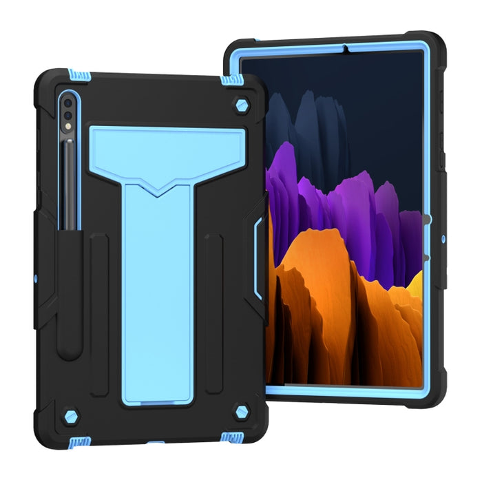 Soporte en forma de T Color de contraste PC a prueba de golpes + Funda protectora de silicona