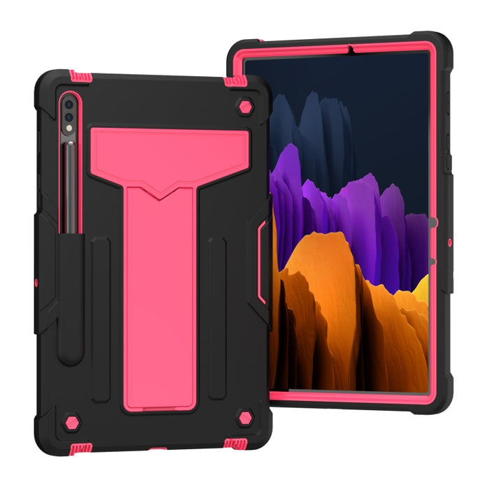 Soporte en forma de T Color de contraste PC a prueba de golpes + Funda protectora de silicona
