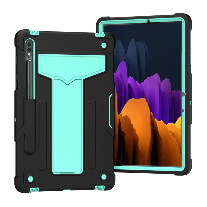 Soporte en forma de T Color de contraste PC a prueba de golpes + Funda protectora de silicona