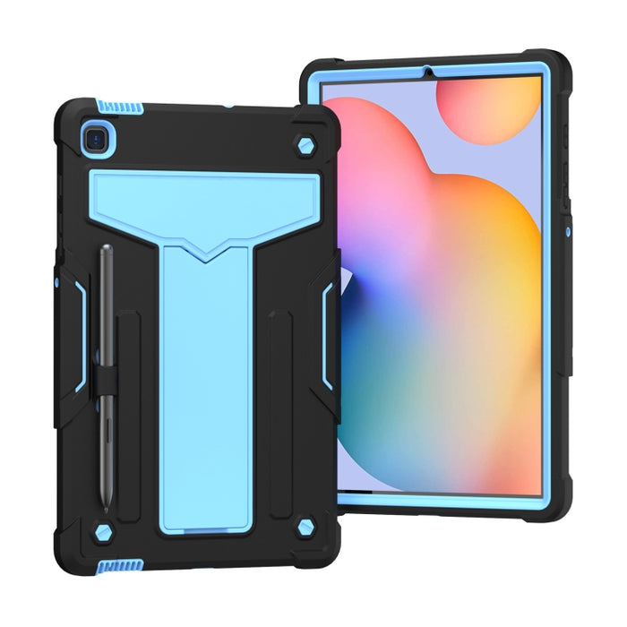 Soporte en forma de T Color de contraste PC a prueba de golpes + Funda protectora de silicona