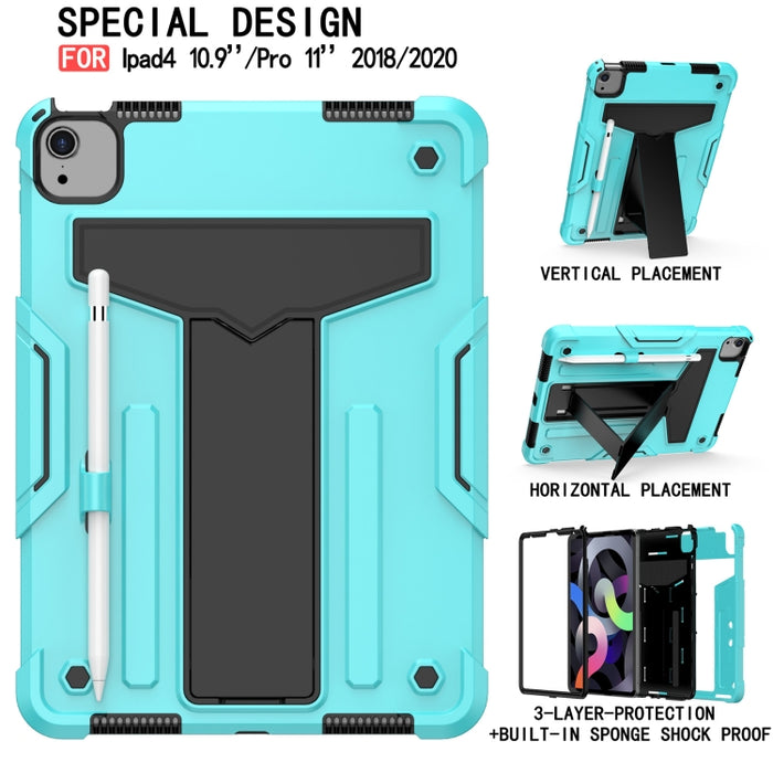 Soporte en forma de T Color de contraste PC a prueba de golpes + Funda protectora de silicona