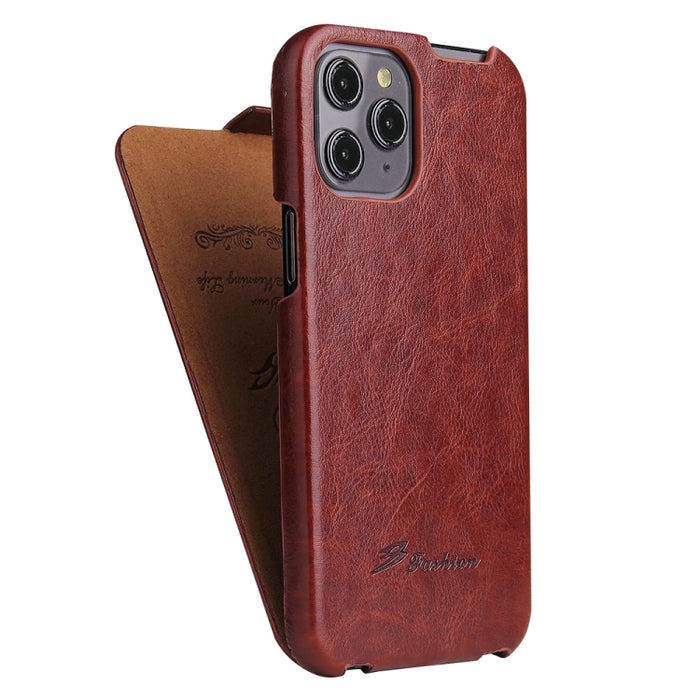 Funda de cuero PU con tapa vertical y textura de cera de aceite retro Fierre Shann, For iPhone 12 mini, For iPhone 12 / 12 Pro, For iPhone 12 Pro Max