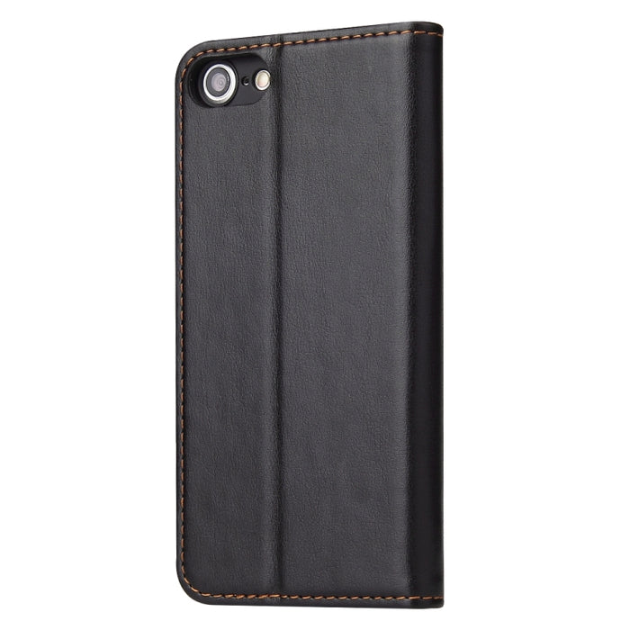 Fierre Shann PU Funda de cuero con tapa horizontal con textura de cuero genuino con soporte y ranuras para tarjetas y billetera para iPhone 8/7 / SE 2020