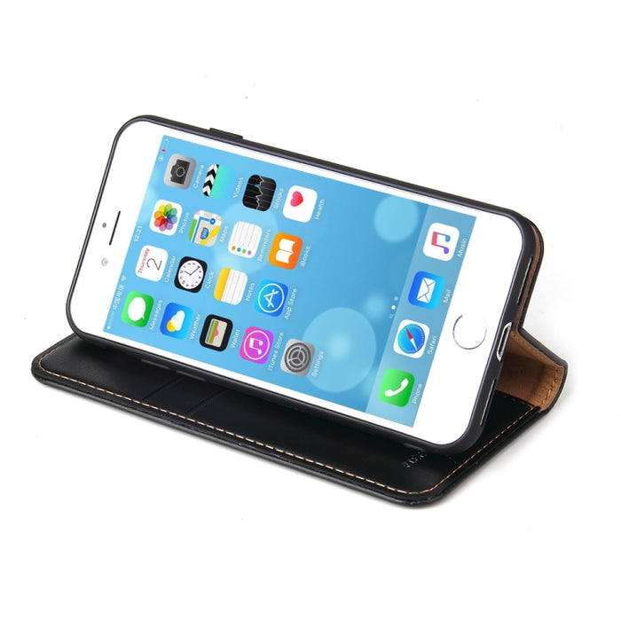 Fierre Shann PU Funda de cuero con tapa horizontal con textura de cuero genuino con soporte y ranuras para tarjetas y billetera para iPhone 8/7 / SE 2020