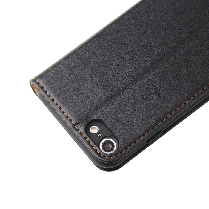 Fierre Shann PU Funda de cuero con tapa horizontal con textura de cuero genuino con soporte y ranuras para tarjetas y billetera para iPhone 8/7 / SE 2020