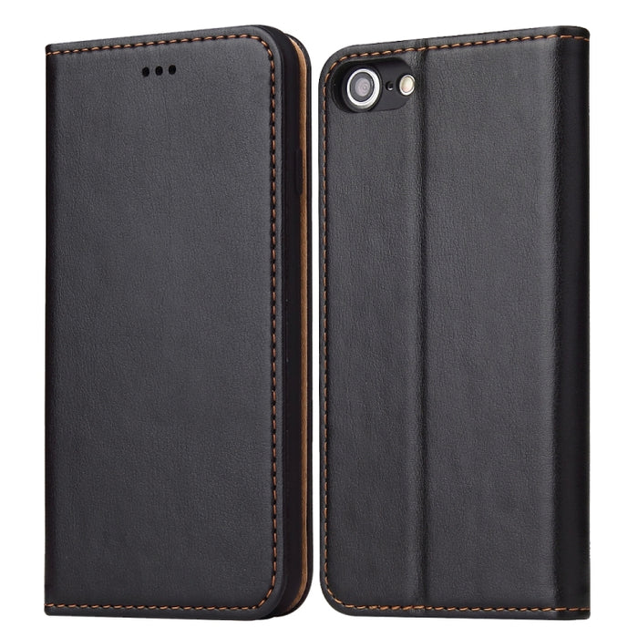 Fierre Shann PU Funda de cuero con tapa horizontal con textura de cuero genuino con soporte y ranuras para tarjetas y billetera para iPhone 8/7 / SE 2020