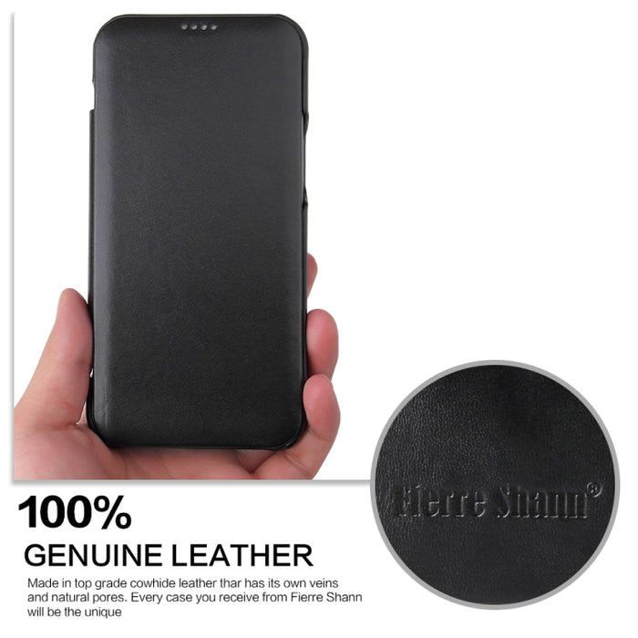 Fierre Shann Business Funda de piel auténtica con tapa horizontal magnética