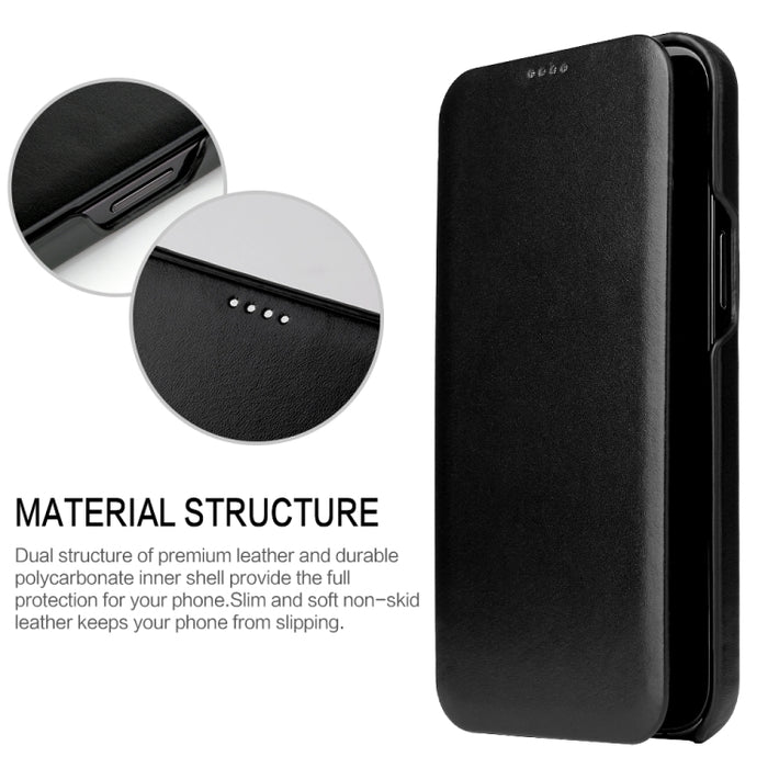 Fierre Shann Business Funda de piel auténtica con tapa horizontal magnética